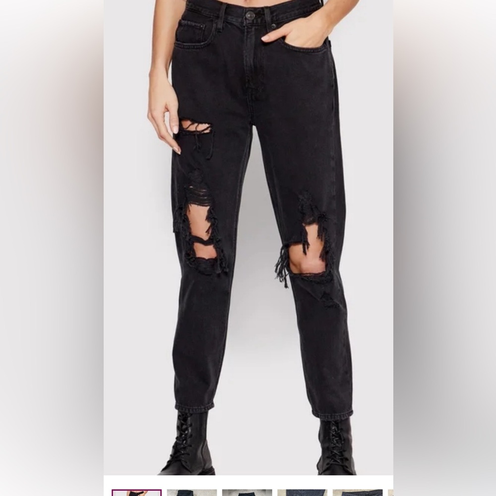 AE 90s slim bf black jeans sz 4